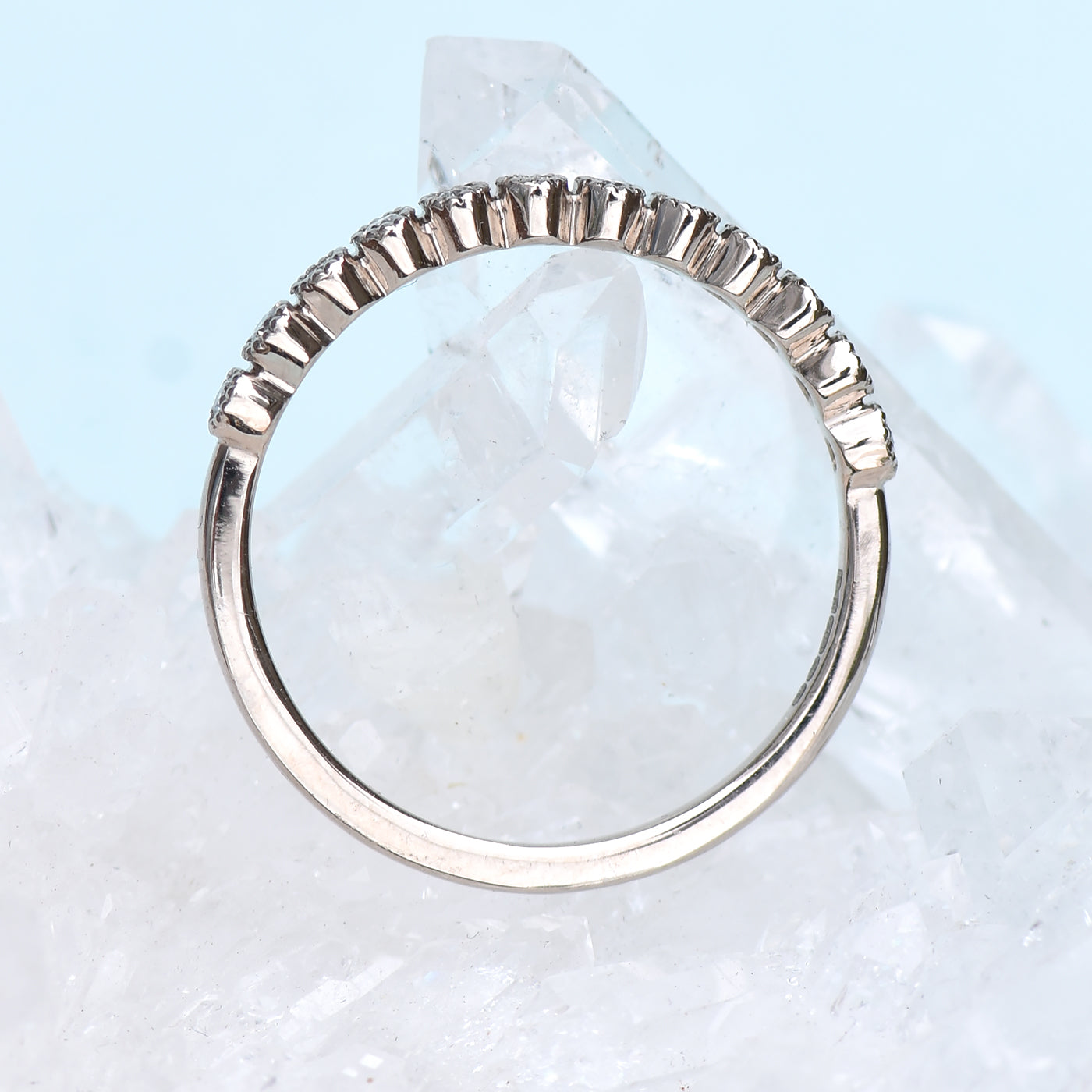 18ct White Gold Milgrain Diamond Half Eternity Ring