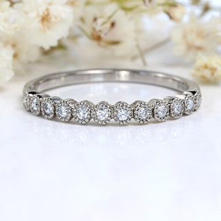 Platinum Milgrain Engraved Diamond Wedding Ring