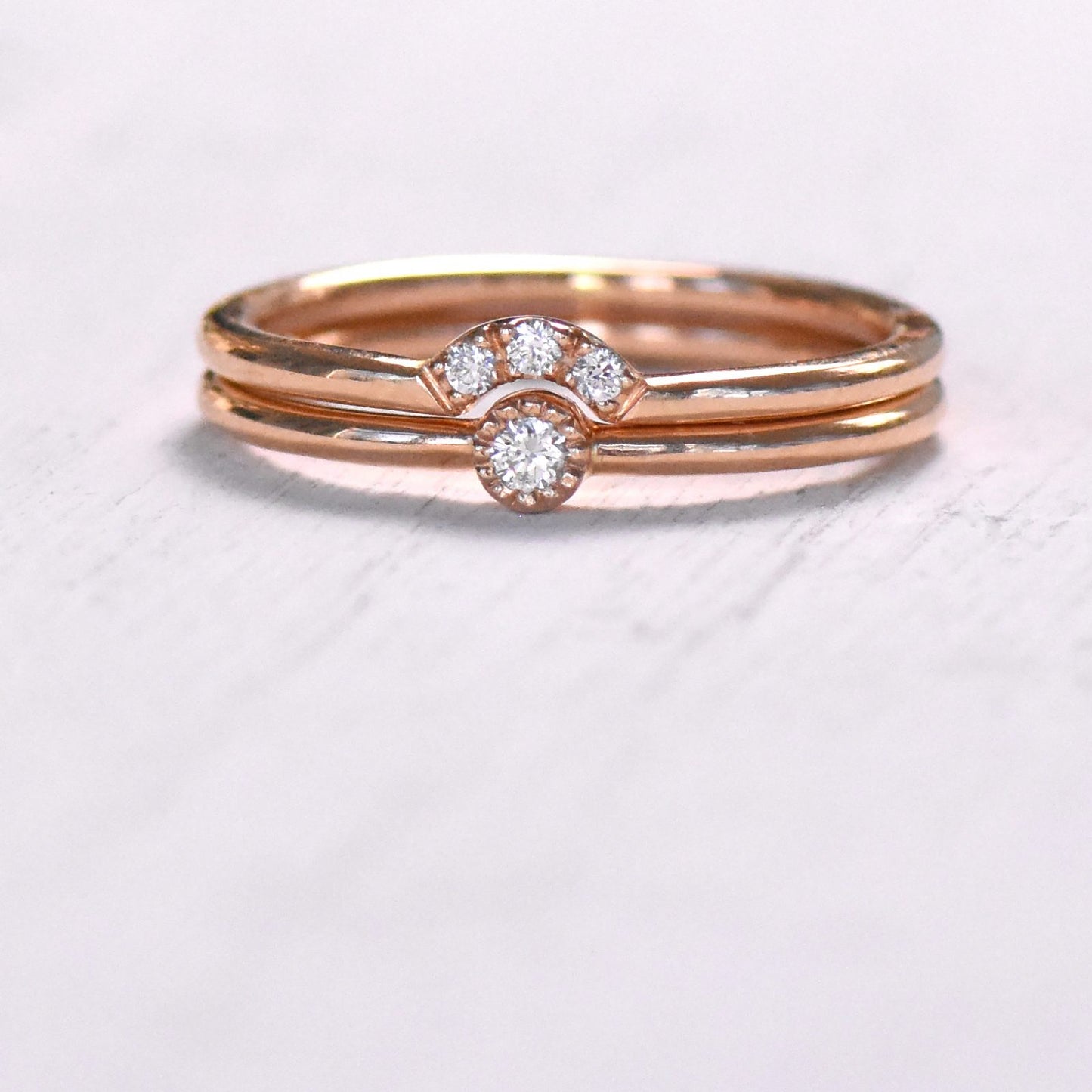 diamond milgrain ring set in rose gold