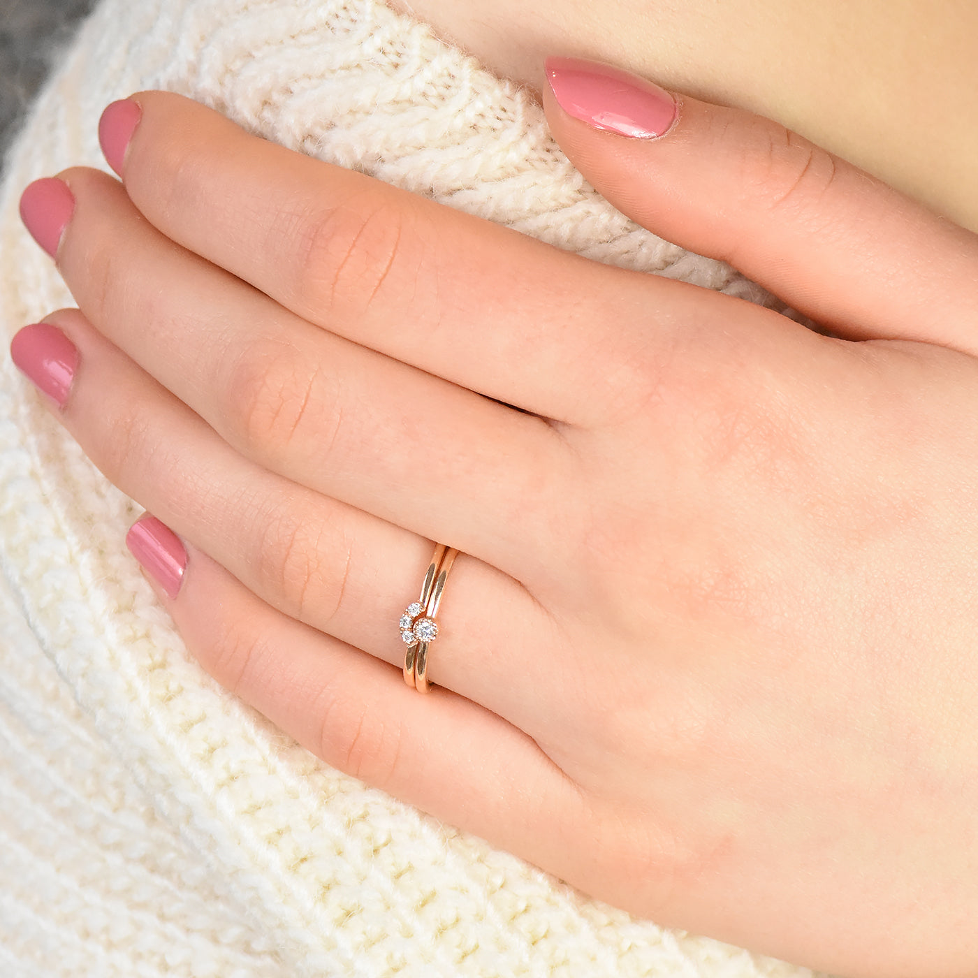 diamond milgrain ring set in rose gold