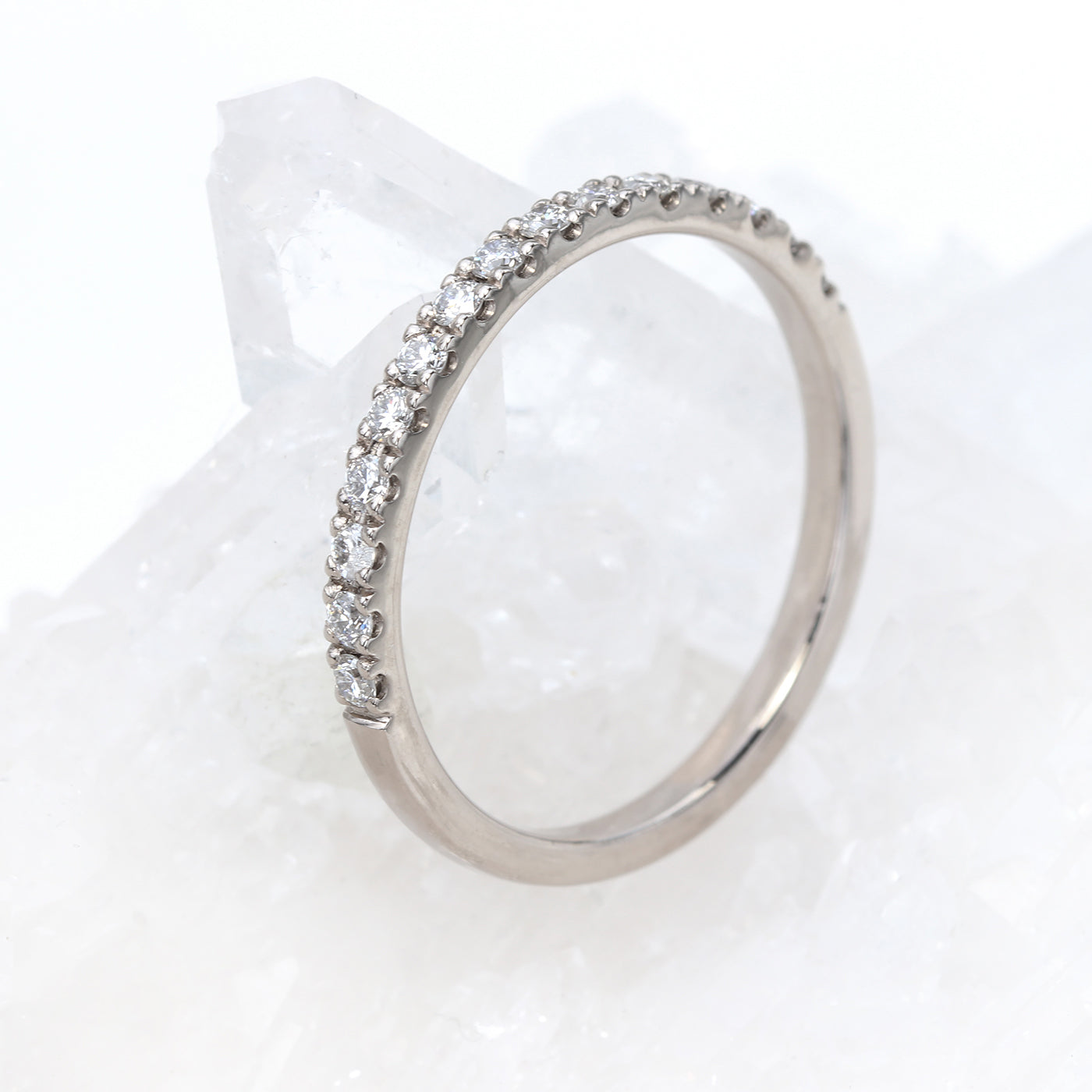 18ct White Gold 15 Pavé Diamond Wedding Ring