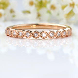 18ct Rose Gold Milgrain Diamond Half Eternity Ring