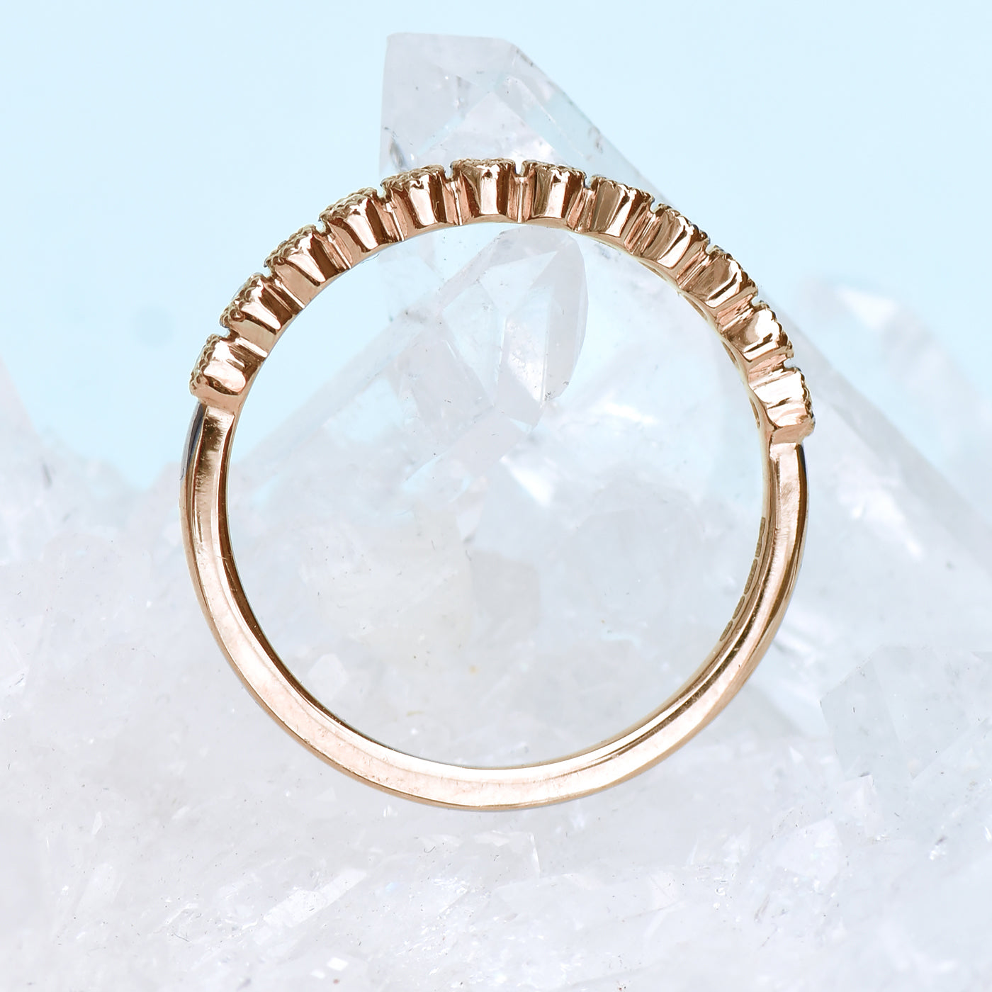 18ct Rose Gold Milgrain Engraved Diamond Wedding Ring