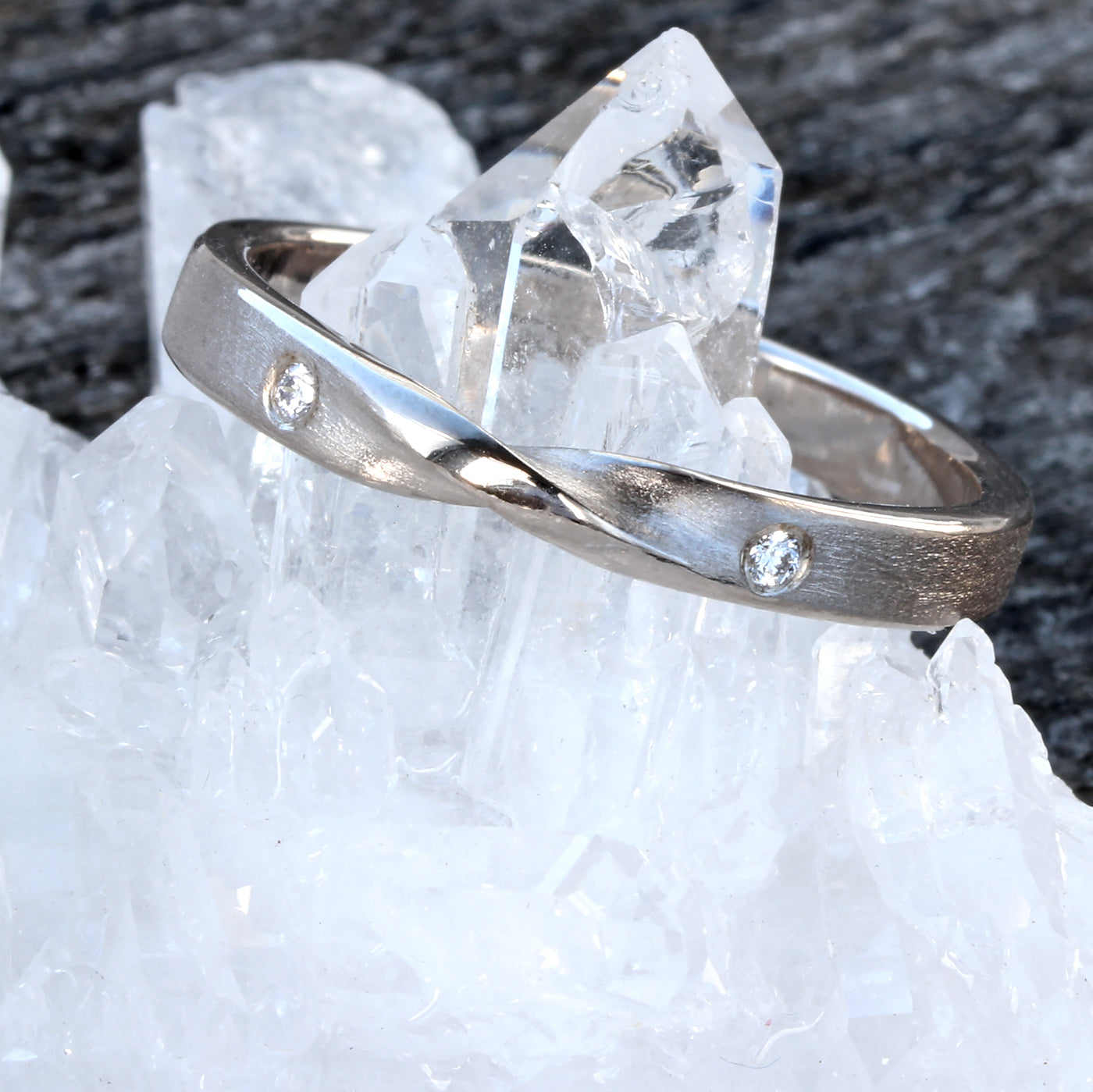 Bespoke Diamond Ribbon Twist Ring in 18ct White Gold