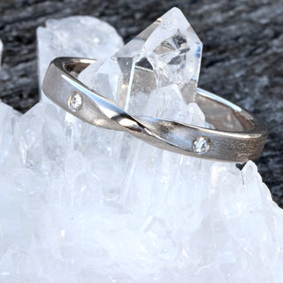 Custom Diamond Ribbon Twist Ring in 18ct White Gold