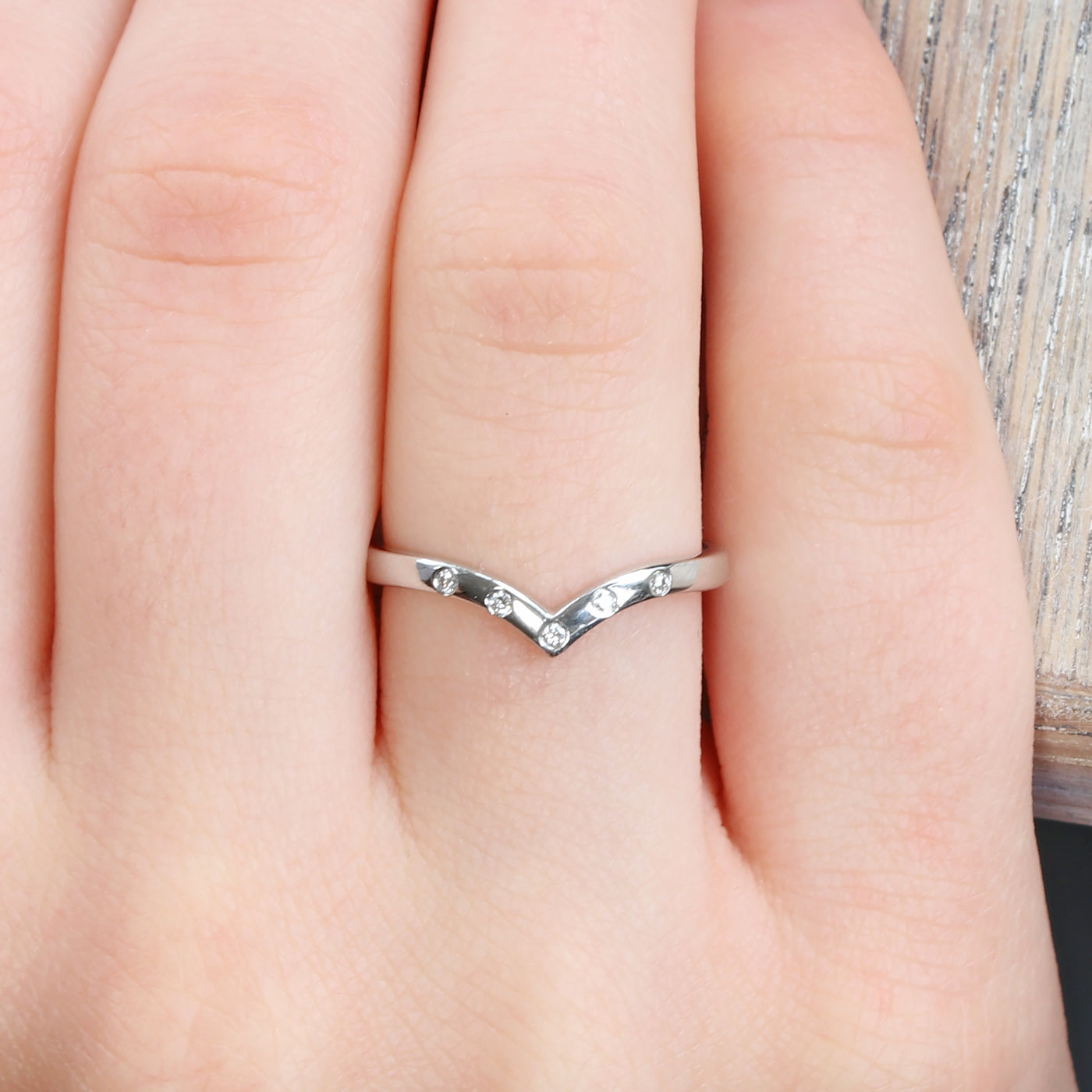 Platinum Diamond Wishbone Ring (Size M 1/2)