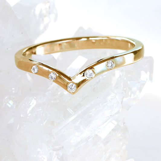 18ct Rose Gold 5 Diamond Wishbone Wedding Ring