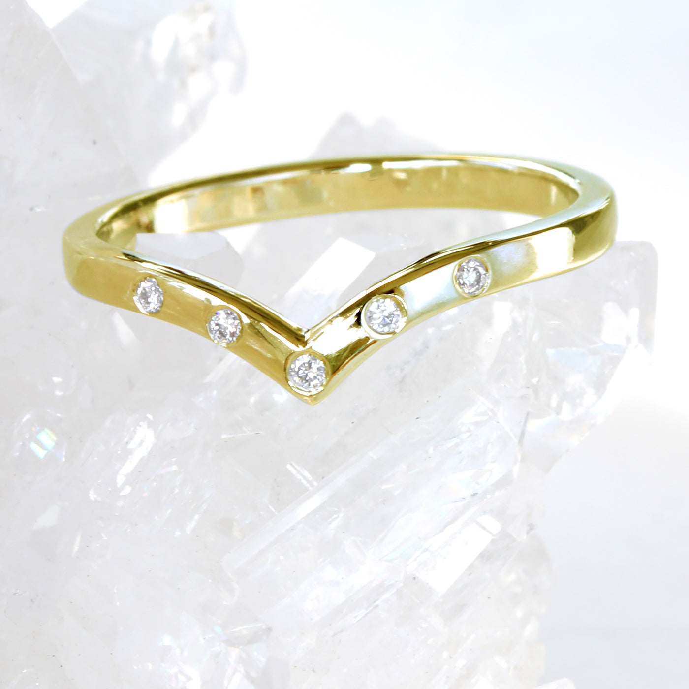 18ct Gold 5 Diamond Wishbone Eternity Ring