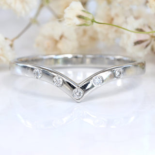 Custom 5 Diamond Wishbone Wedding Ring