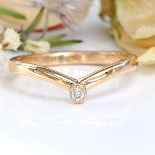 18ct Rose Gold Solitaire Diamond Wishbone Ring (Size L)