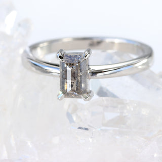 Custom Platinum Salt and Pepper Diamond Solitaire Engagement Ring