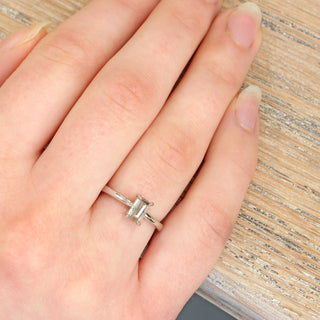 Custom Platinum Salt and Pepper Diamond Solitaire Engagement Ring