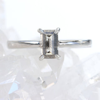 Custom Platinum Salt and Pepper Diamond Solitaire Engagement Ring