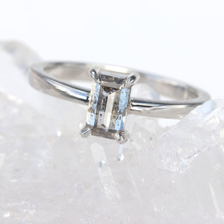 Custom Platinum Salt and Pepper Diamond Solitaire Engagement Ring