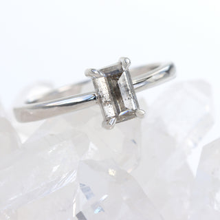 Custom Platinum Salt and Pepper Diamond Solitaire Engagement Ring