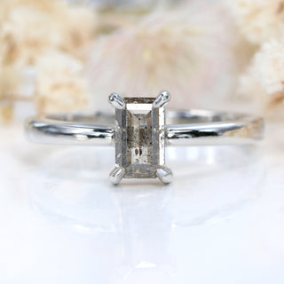 Custom Platinum Salt and Pepper Diamond Solitaire Engagement Ring