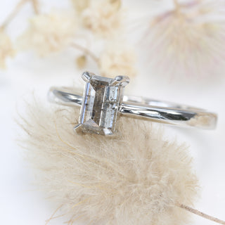 Custom Platinum Salt and Pepper Diamond Solitaire Engagement Ring