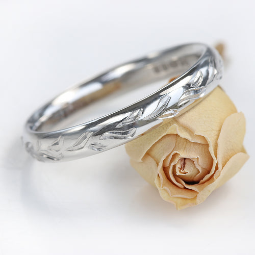 Leaf engraved sale ring