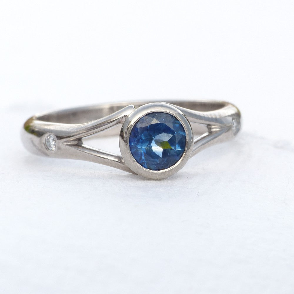 Fair Trade Blue Sapphire and Diamond Ring