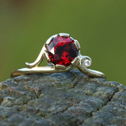 Diamond ring with deals garnet accents