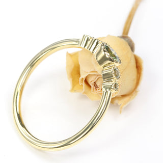 Custom 18ct Gold Green Sapphire 5-Stone Engagement Ring