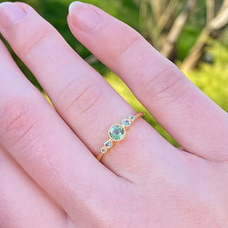 Custom 18ct Gold Green Sapphire 5-Stone Engagement Ring