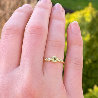 Custom 18ct Gold Green Sapphire 5-Stone Engagement Ring