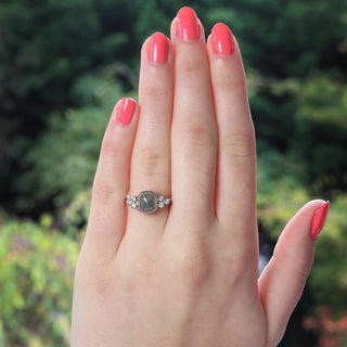 Custom 18ct Gold Emerald Cut Natural Grey Diamond Cluster Ring