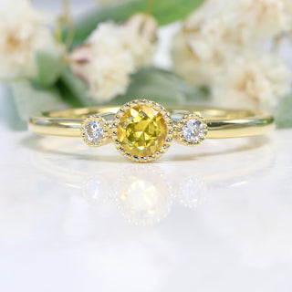 Custom 18ct Gold Petite Yellow Sapphire & Diamond Trilogy Ring