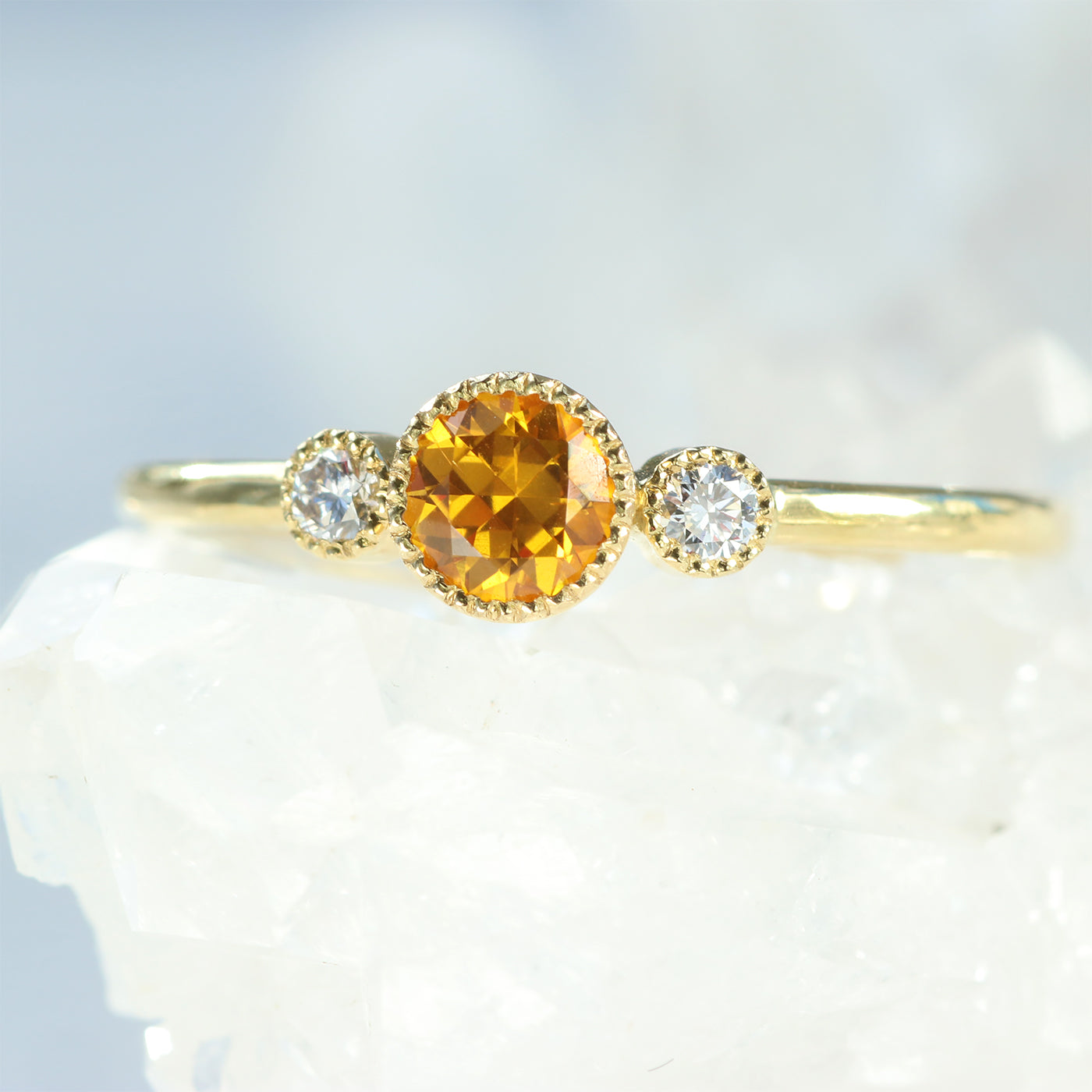 honey sapphire diamond ring