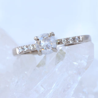 Custom 18ct White Gold Solitaire Diamond Pavé Engagement Ring