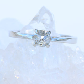 Platinum Rose Cut Icy Diamond Solitaire Engagement Ring