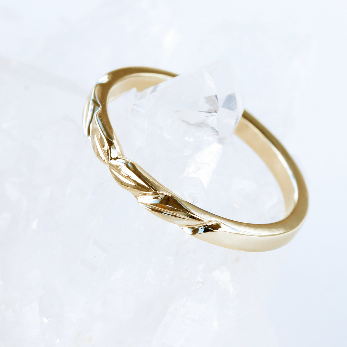 18ct Rose Gold Slim Leaf Wedding Ring