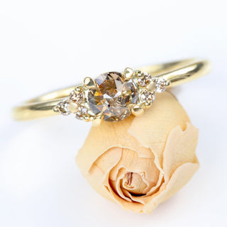 18ct Gold Champagne Diamond Cluster Engagement Ring