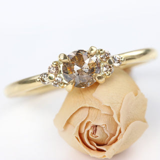 18ct Gold Champagne Diamond Cluster Engagement Ring