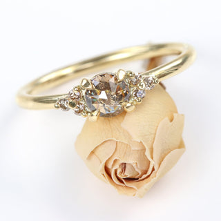18ct Gold Champagne Diamond Cluster Engagement Ring