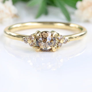 18ct Gold Champagne Diamond Cluster Engagement Ring