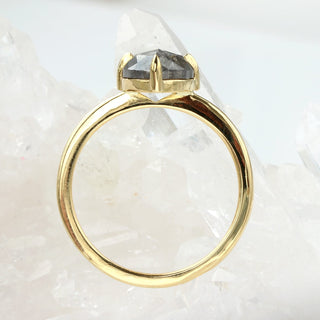 18ct Gold Salt & Pepper Pear Rose Cut Diamond Engagement Ring