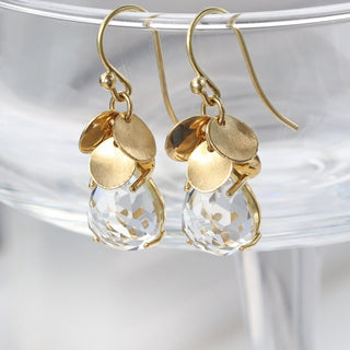 18ct Gold White Topaz Petal Earrings