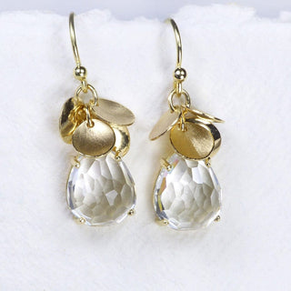 18ct Gold White Topaz Petal Earrings