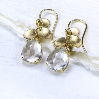 18ct Gold White Topaz Petal Earrings