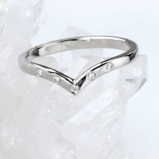 18ct Palladium White Gold 5 Diamond Wishbone Eternity Ring
