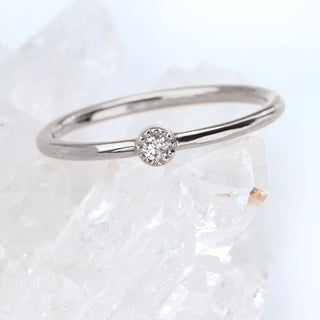 18ct Palladium White Gold Milgrain Diamond Solitaire Ring