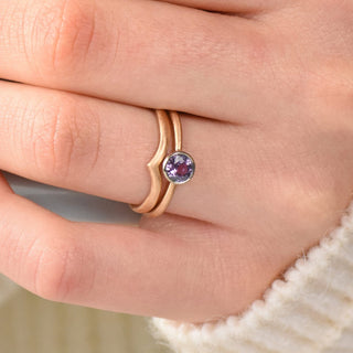 purple sapphire wishbone engagement ring set