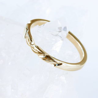 18ct Rose Gold Slim Leaf Wedding Ring