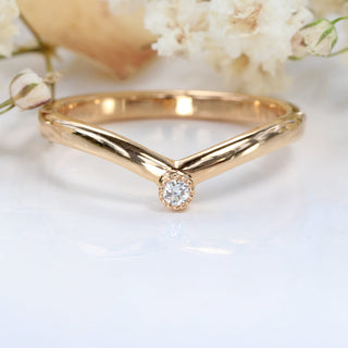 18ct Rose Gold Solitaire Diamond Wishbone Ring (Size L)