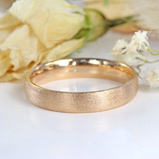 18ct Rose Gold Spun Silk 4mm Comfort Fit (Court) Wedding Ring