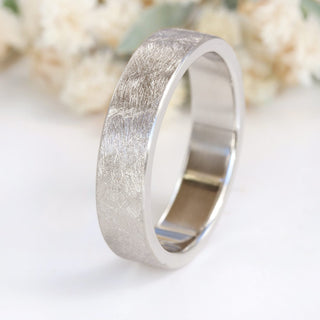 18ct White Gold 5mm Urban Finish Flat Wedding Ring