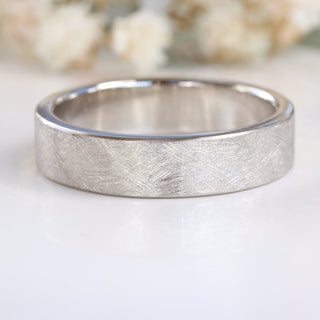 18ct White Gold 5mm Urban Finish Flat Wedding Ring