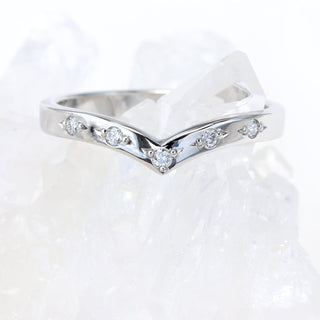 Five diamond platinum wishbone wedding or eternity ring